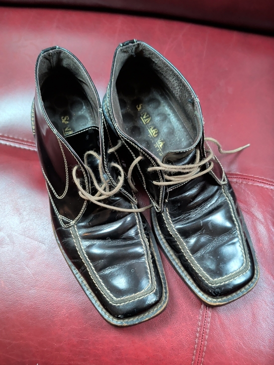 Sam Marina Other - San Marina Paris Black Leather Lace Up Dress Shoes Loafers Square Toe Men's 40